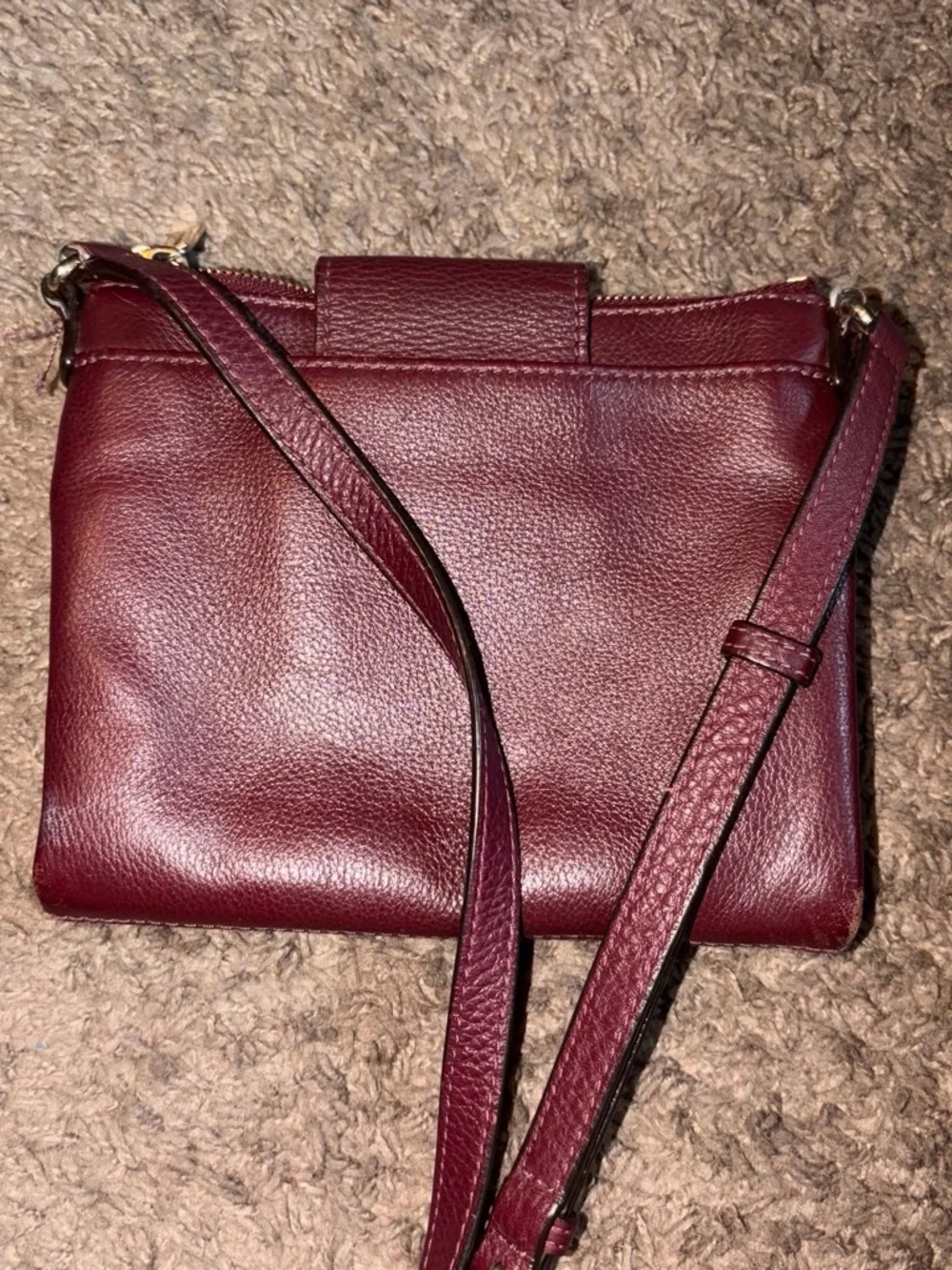 Michael Kors Deep Wine Leather Crossbody Bag with Gold Logo